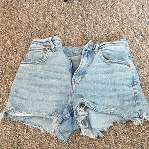 American Eagle Outfitters Light Wash Frayed Denim Shorts